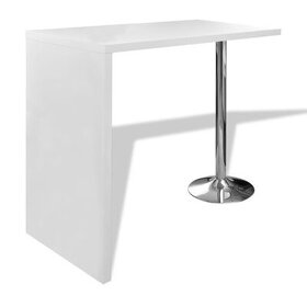 Barový stolík, MDF, s oceľovou nohou, lesklý, biely - 2
