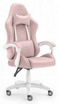 Herné kreslo HC-1000 Pink-White látkové - 2