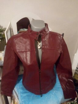 Bordová kožená bunda 38 - 2