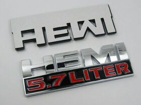 Dodge RAM emblem, znak, 2ks, nápis 5,7 liter HEMI - chrom - 2