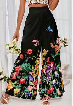 KRASNE ŠIROKÉ KVETOVANE NOHAVICE…M,XL…NOVE - 2