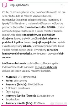 Toalettny stolik Belina 90x83x42 - 2
