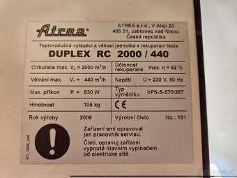 Predám ND na rekuperačnú jednotku Atrea RC, 390 ECV4 - 2