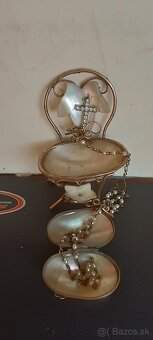 Starožitná perleťová mini stolička, perletové púzdro - 2