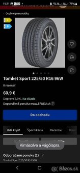 zánovné letne pneumatiky 225/50 R16 dot2023 - 2