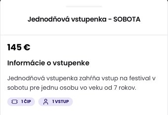 LOVESTREAM lístok na sobotu - 2