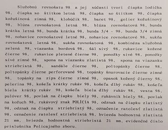 DOPYT - sučasti policajnej uniformy PZ SR vz.98 prvá verzia - 2