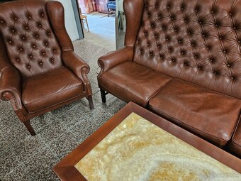 CHESTERFIELD ŠTÝL-WINGBACK-KOŽENÁ SEDAČKA - 2
