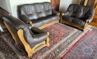 Dubová rustikální kožená sedací soupr. 3+2+1, 4337 - 2