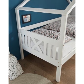 Detská domčeková dvoj-posteľ + rošty + matrace - 2