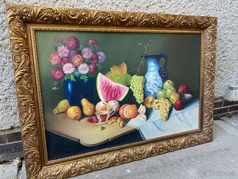 Starý obraz s rámom - olejomaľba na plátne - 2