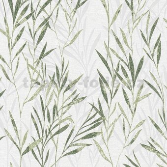 Tapeta Flavour popívané listy zeleno strieborné - 2