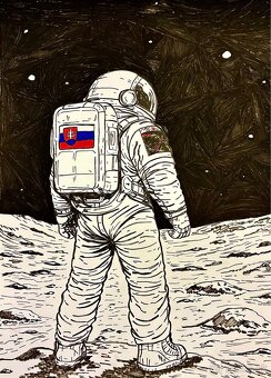Maľovaný obraz kozmonauta - 2