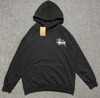 Mikina s kapucňou Stussy Basic - čierna/biela - 2