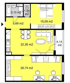 3 izb. byt 81 m2 komplet zrekonštruovaný na PRENÁJOM - 2