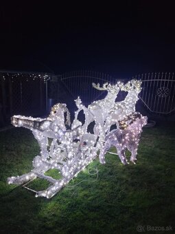 Vianočná svetelná dekorácia soby so saňami LED - 2