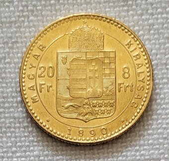 Vzácnejší zlatý uhorský 8 zlatník 1890 kb Fiume, FJI - 2