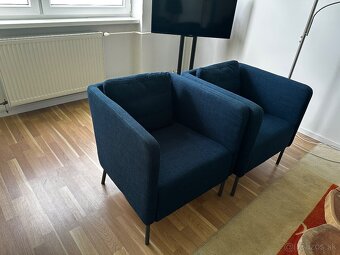 2× moderné modré kreslá - 2