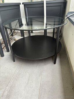 VITTSJÖ Konferenčný stolík, čierno-hnedá/sklo, 75 cm - 2