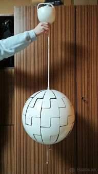 Závesná lampa, biela/medená, 35 cm - 2