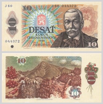 Bankovky ČSSR 10 Kčs 1986 vzácne vysoké J60 UNC - 2