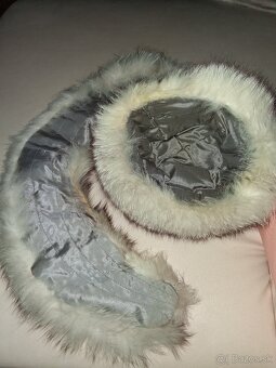 Čiapka+golier,prava polárna líška - 2