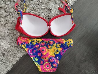 Dvojdielne push up plavky červená modrá L,XL - 2