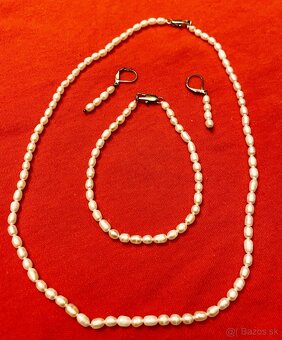 Náhrdelník, náramok, náušnice - pravé perly 4-5 mm - 2