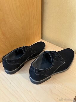 Spoločenské topánky Lanetti čierne s brúsenou kožou - 2