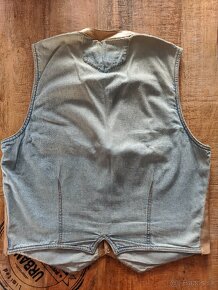 Koženková riflová vesta ,indiánske vzory - 2