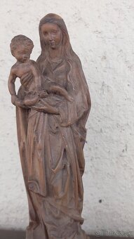 Starožitná drevenná Madonka s dieťaťom - 2