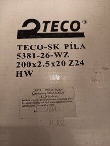 Pilový kotúč na drevo TECO do kotúčovej píly 200mm - 2