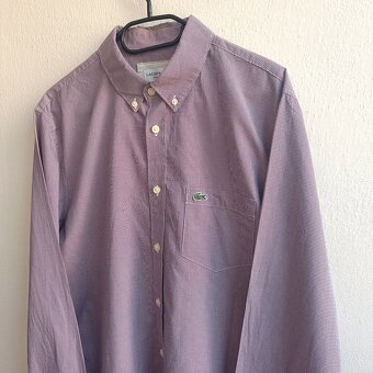 Lacoste fialová košeľa s dlhým rukávom kockovaná M/L - 2