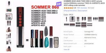 Sommer diaľkový ovládač 2ks - 2