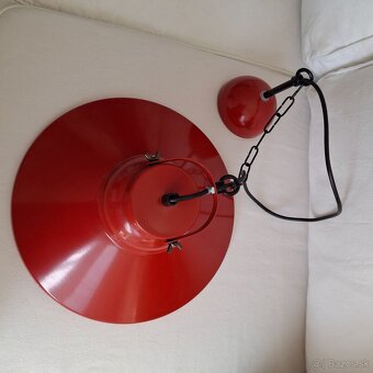 červena kovova lampa - industrial, priemer 30cm - 2