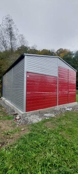 Plechová garáž / sklad 6×8 m – dvojspádová strecha, RAL 3011 - 2