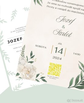 Svadobné oznámenia aj s QR kódom a webom - 2