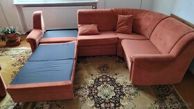 Rohová rozkladacia sedacia súprava - gauč + kreslo - 2