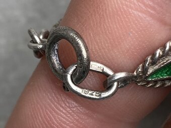 Strieborný náramok so zelenými kameňmi ,ag 925 - 2