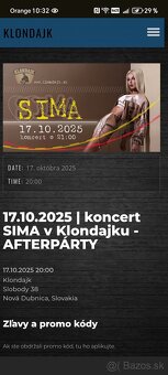 Sima koncert 17.10. Klondajk Kolacin 2ks VIP - 2