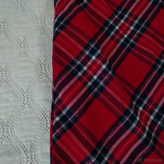 H&M kárované červené trblietavé šaty s mašľou a vreckami,140 - 2