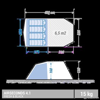 Quechua Air Seconds 4.1 Fresh&Black – nafukovací stan 4os - 2