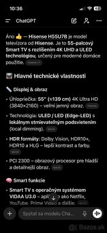 Predam TV hisense model:H55U7B - 2