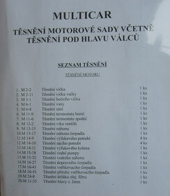 sada těsnění motoru, včetně těsnění hlavy válců Multicar M25 - 2