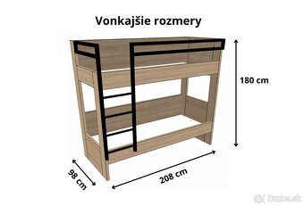 Poschodová posteľ Klára 90x 200 cm s ortopedickými matracmi - 2