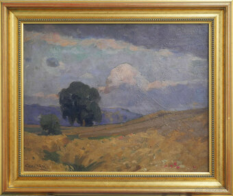 Csordák Ľudovít, Krajina so stromom, po roku 1900, olej - 2