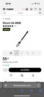 Predám antény Shure UA400B - 2