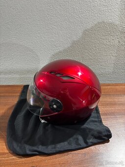 Prilba MOTOWELL OF3 červená lesklá otvorená s plexisklom - 2