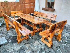 Drevené záhradne sedenie masív JELŠA Rustical - 2