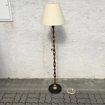 Retro starozitna podlahova stojata lampa drevena - 2